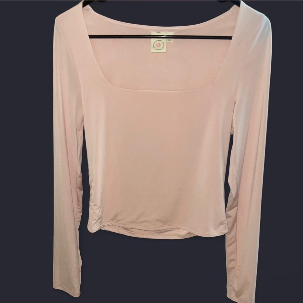 Live In Moment Light Pink Long Sleeve Square Neck